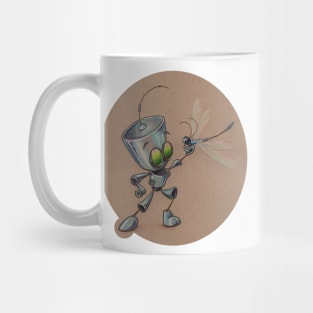 Happy Little Robot with Dragonfly Mug